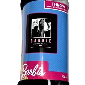 Barbie Limited Edition Throw Blanket As You Are 46×60 Blk White Pink Home Decor